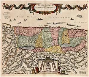 Tanach Prints: Map of the Holy Land Divided into the Twelve Tribes of Israel