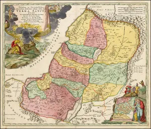 Map of the Holy Land Divided into the Twelve Tribes of Israel, c. 1710. Creator: Homann, Johann Baptist (1663-1724)