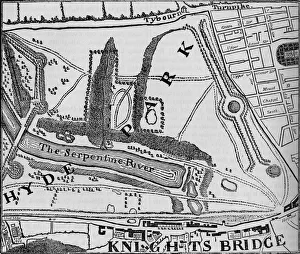 Serpentine Prints: Map of Hyde Park, London, 1748 (1878). Artist: John Pine