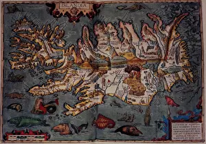 Volcanic Prints: Map of Iceland, 1606. Creator: Abraham Ortelius