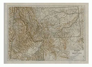 Sir Emery Walker Prints: Map of Idaho and Montana, USA, c1910s. Artist: Emery Walker Ltd