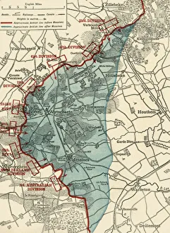 Frank A Mumby Prints: Map to illustrate the Battle of Messines