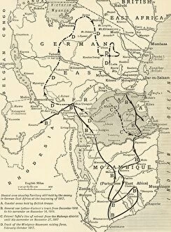 Theatre Of War Gallery: Map illustrating the Closing Phases of the East African Campaign, 1917-18, (c1920)