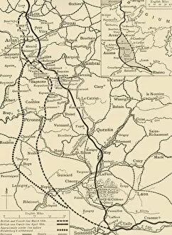 Keystone Archives Collection: Map illustrating the German Retirement after the Battle of the Somme, (c1920). Creator: Unknown