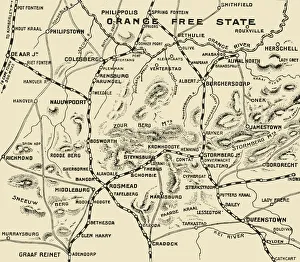 Map Illustrating the Operations on the South of the Orange River, 1900. Creator: Unknown Map Illustrating the Operations on the South of the Orange River, 1900. Creator: Unknown