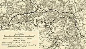 Western Front Gallery: Map illustrating the Operations at Verdun, First World War, August-November, 1917, (c1920)