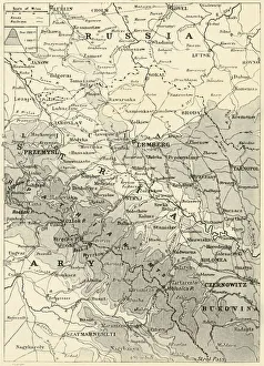 Strategy Prints: Map Illustrating the Russian Retreat from Galicia in the Summer of 1915