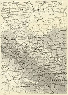 Hammerton Collection: Map Illustrating the Russian Retreat from Galicia in the Summer of 1915, 1916. Creator: Unknown