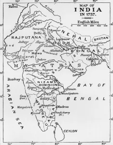 Indian Ocean Prints: Map of India in 1757, (c1912)