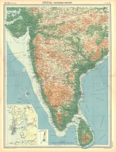 Bay Of Bengal Prints: Map of India - Southern Section