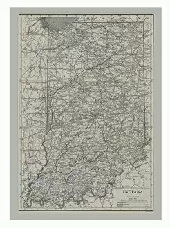 Indiana Collection: Map of Indiana, USA, c1900s Artist: Emery Walker Ltd