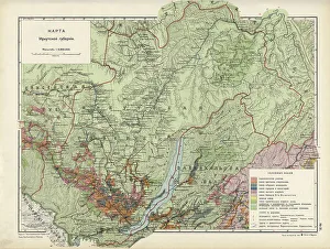 Cartographic Prints: Map of Irkutsk Province, 1914. Creator: Resettlement Department of the Land Regulation and Agriculture Administration