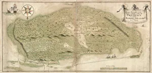 Galleon Prints: Map of the island of New Providence one of the Bahamas Islands in the West Indies