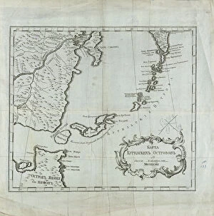 Mainland Collection: Map of the Kuril Islands with Surrounding Areas, 1700-1799. Creator: Unknown