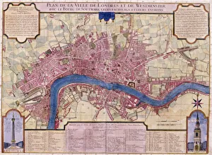 The Monument Prints: Map of London, 1727