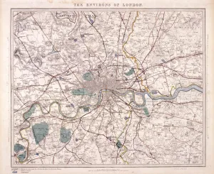 Map of London, c1860. Artist: Benjamin Rees Davies