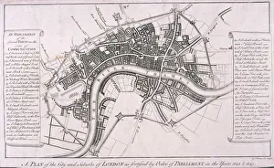 Vertue Prints: Map of London showing English Civil War Fortifications, c1642, (c1750)