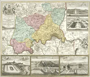 Hampton Court Prints: Map of London and surrounding counties, 1710