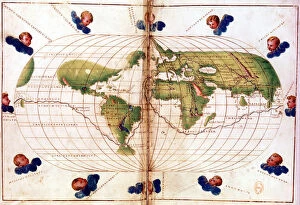 Maps Charts & Plans Collection: Map of Magellans round the world voyage, 1519-1521