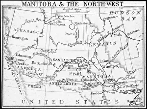 Map of Manitoba and the Northwest, Canada, c1893. Artist: George Philip & Son Ltd Map of Manitoba and the Northwest, Canada, c1893. Artist: George Philip & Son Ltd