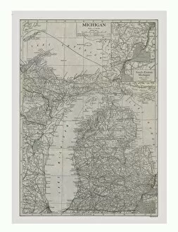 Map of Michigan, USA, c1900. Artist: Emery Walker Ltd