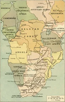 Angola Prints: Map of Mid. And South Africa, 1919. Creator: George Philip & Son Ltd