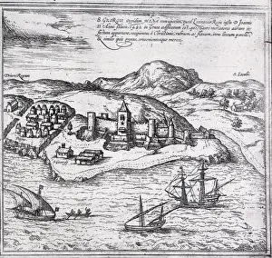 West Africa Prints: Map of Mina, West Africa, 1572. Creator: Franz Hogenberg