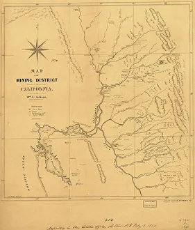Gold Rush Prints: Map of the mining district of California, 1850. Creator: William A. Jackson
