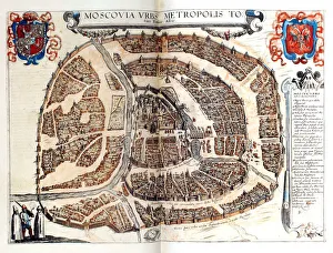 Map of Moscow, 1572. Artist: Braun, Georg (1541-1622)