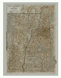 Map of New Hampshire and Vermont, USA, c1900s. Artists: Emery Walker Ltd, Emery Walker