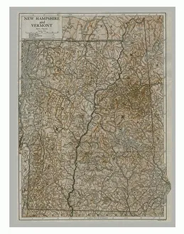 Map of New Hampshire and Vermont, USA, c1900s. Artists: Emery Walker Ltd, Emery Walker Map of New Hampshire and Vermont, USA, c1900s. Artists: Emery Walker Ltd, Emery Walker