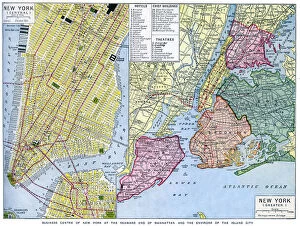 Images Dated 25th August 2009: Map of New York City, USA, c1930s