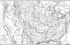 Images Dated 12th May 2009: Map of North America with locations of Native American tribes, 1841.Artist: Myers and Co