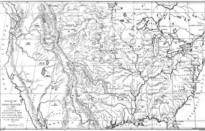 North America Prints: Map of North America with locations of Native American tribes, 1841. Artist: Myers and Co