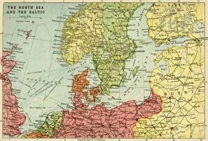 World War One Gallery: Map of the North Sea and the Baltic, c1914, (c1920). Creator: John Bartholomew & Son