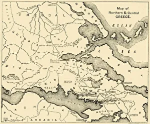 Northern Prints: Map of Northern & Central Greece, 1890. Creator: Unknown