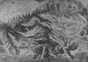 Reynal Hitchcock Collection: Map of Northern Italy, Showing the Watershed of the Arno, c1480 (1945). Artist: Leonardo da Vinci