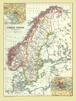 Fjords Prints: Map of Norway and Sweden, 1902. Creator: Unknown