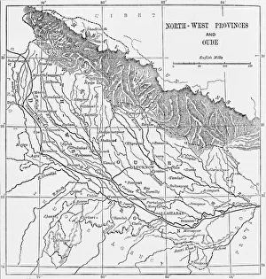 Map of Oude and the North-West Provinces, c1891. Creator: James Grant Map of Oude and the North-West Provinces, c1891. Creator: James Grant