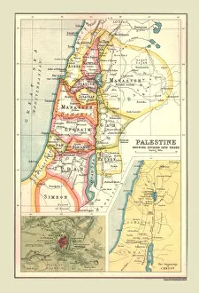 Tribe Prints: Map of Palestine, Showing Division into Tribes, (1902). Creator: Unknown