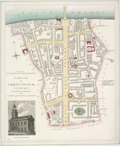Parish Prints: Map of the Parish of Christ Church in Southwark, London, 1821
