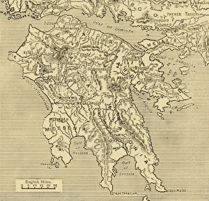 Map of the Peloponnesus, 1890. Creator: Unknown