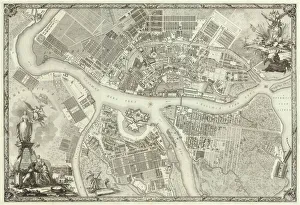 Empress Elisabeth Prints: Map of Petersburg (Book to the 50th anniversary of the founding of St)