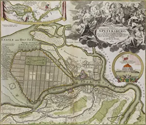Map of Petersburg (Saint Petersburg master plan). Artist: Le Blond, Jean-Baptiste Alexandre (1679-1719)