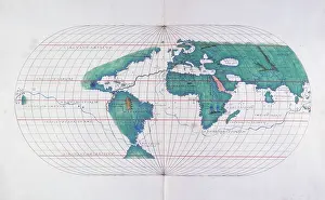 World Prints: Map plotting Magellan's route, 1536