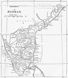 The Raj Prints: Map of the Presidency of Madras, c1891. Creator: James Grant