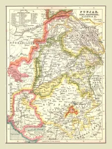 The Raj Prints: Map of Punjab, Sind, Rajputana and Kashmir, 1902. Creator: Unknown
