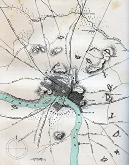A map of Richmond and its vicinity showing all batteries, 1862-1867.Artist: W Kemble A map of Richmond and its vicinity showing all batteries, 1862-1867.Artist: W Kemble