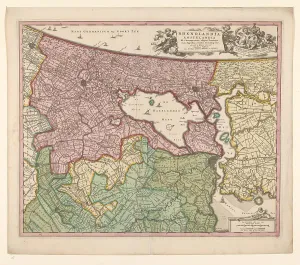 Leyden South Holland Netherlands Prints: Map of Rijnland and Amstelland, c.1675. Creator: Workshop of Nicolaes Visscher