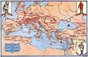 Images Dated 15th September 2007: Map of the routes of the three great crusades, 1926.Artist: Criss